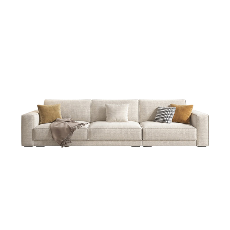 Simple modern cotton and linen sofa, 4, 32.28" H x 110.23" W x 39.37" D