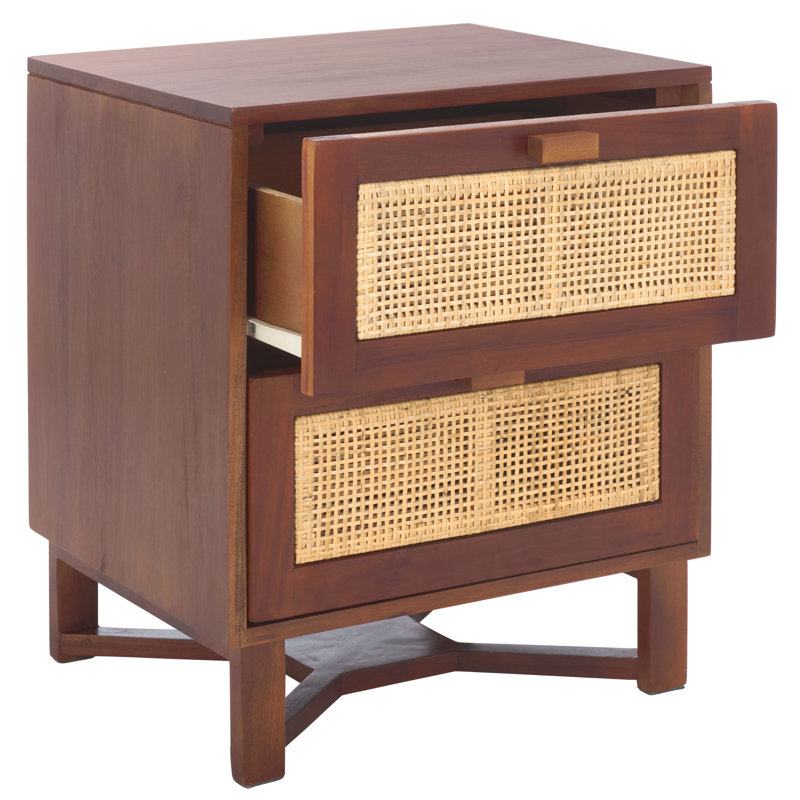 Boatwright 18'' W Solid Wood Nightstand, Dark Natural/Natural