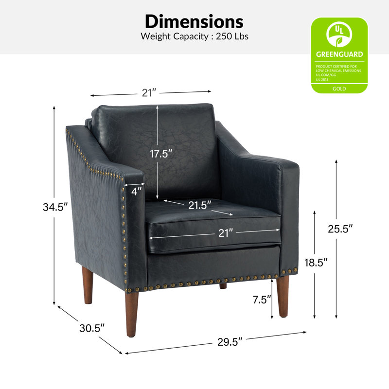 Fauteuil Almetia, Similicuir bleu marine