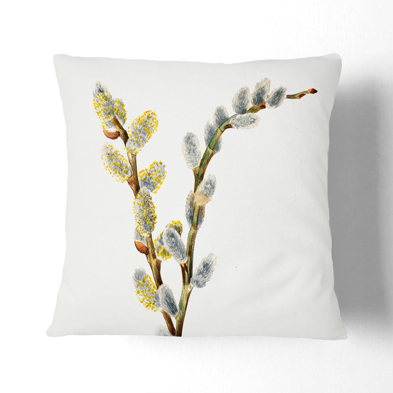 Pussy Willow Square Throw Cushion, Black, 40cm H x 40cm W x 15cm D