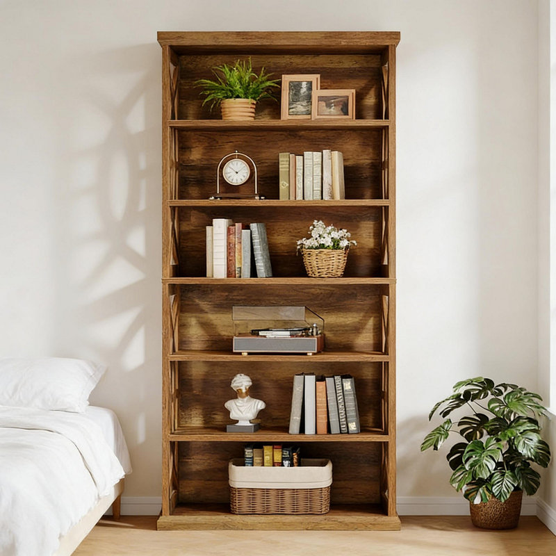 Classic Wooden Bookshelf,Elegant Display Shelves,Sturdy Freestanding Bookcase