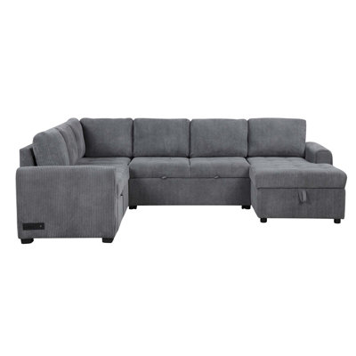 Canapé-lit modulaire en forme de U de 107,5 po avec 1 méridienne de rangement et des dispositifs de chargement