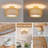 Handmade Rattan Flush Mount Ceiling Light With Fabric Shade, Boho Farmhouse Light Fixture For Bedroom Hallway-107608709