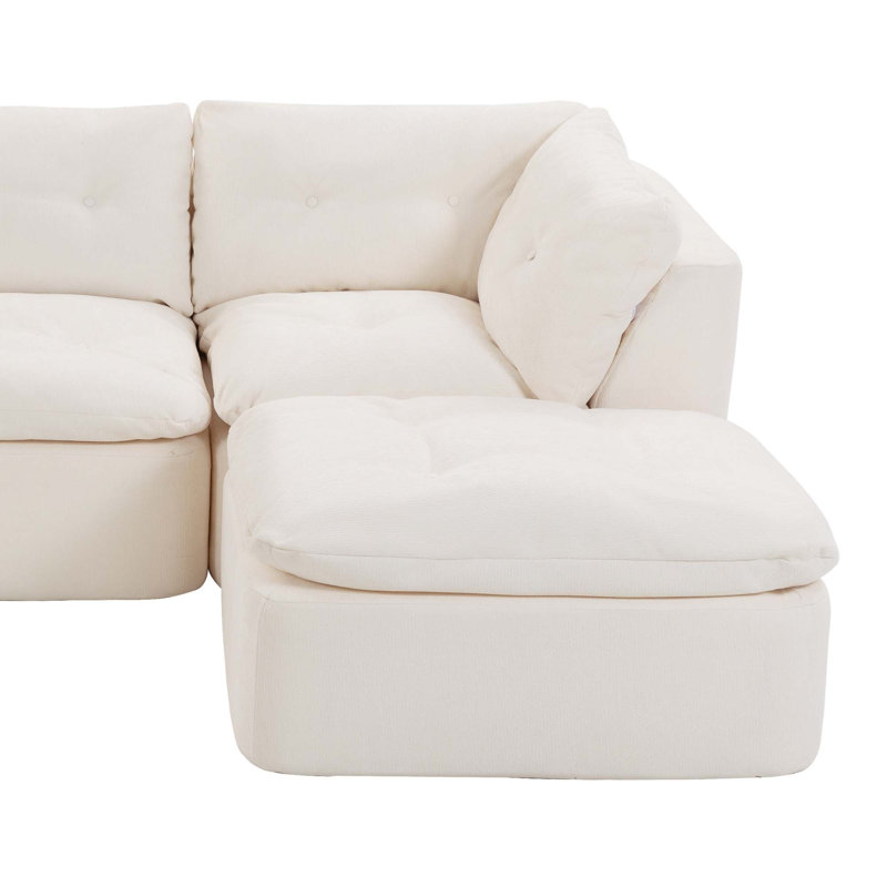 Canapé modulaire avec repose-pieds Cloud-Style, Blanc