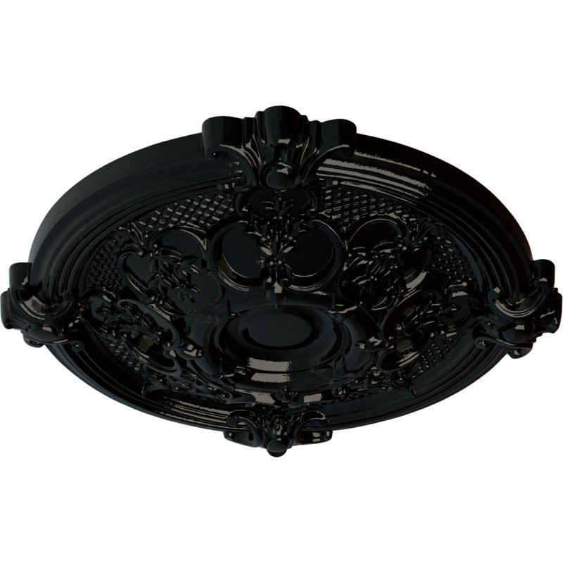 Médaillon de plafond Endurathane Hamilton, DE 17 3/8 po x P 1 3/4 po (convient aux auvents jusqu'à 3 3/4 po), finition perle noire peinte à la main