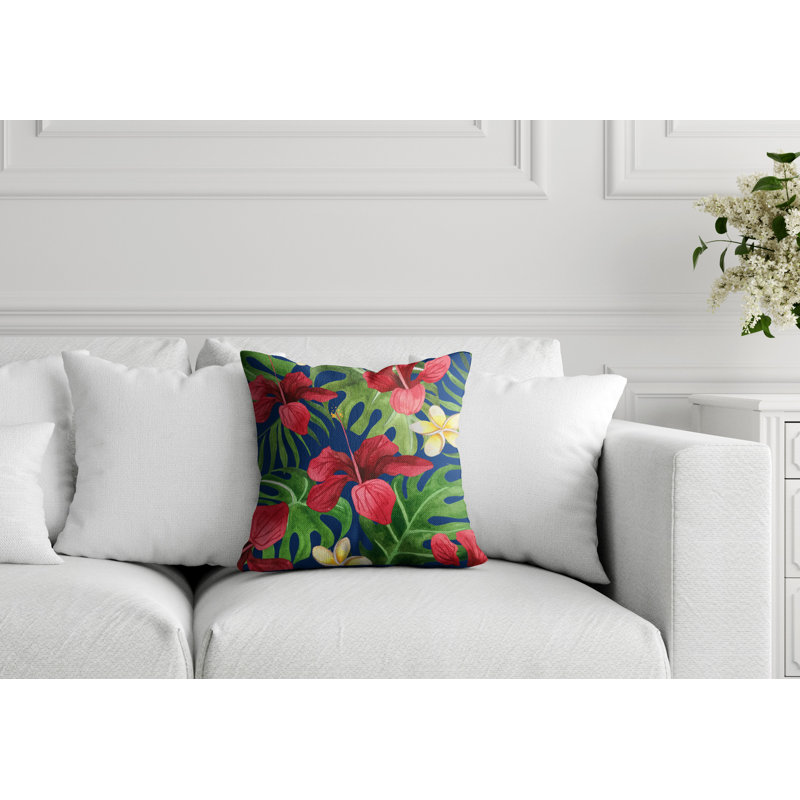 Housse de coussin d'extérieur carré Koi, Bleu, 19 po x l 19 po