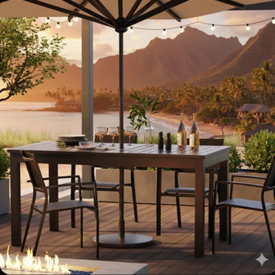 63"-92" Extendable Aluminum Outdoor Dining Table