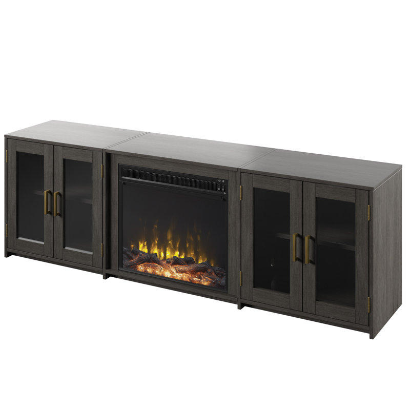 Kropf TV Stand with Fireplace Included, Weathered Gray