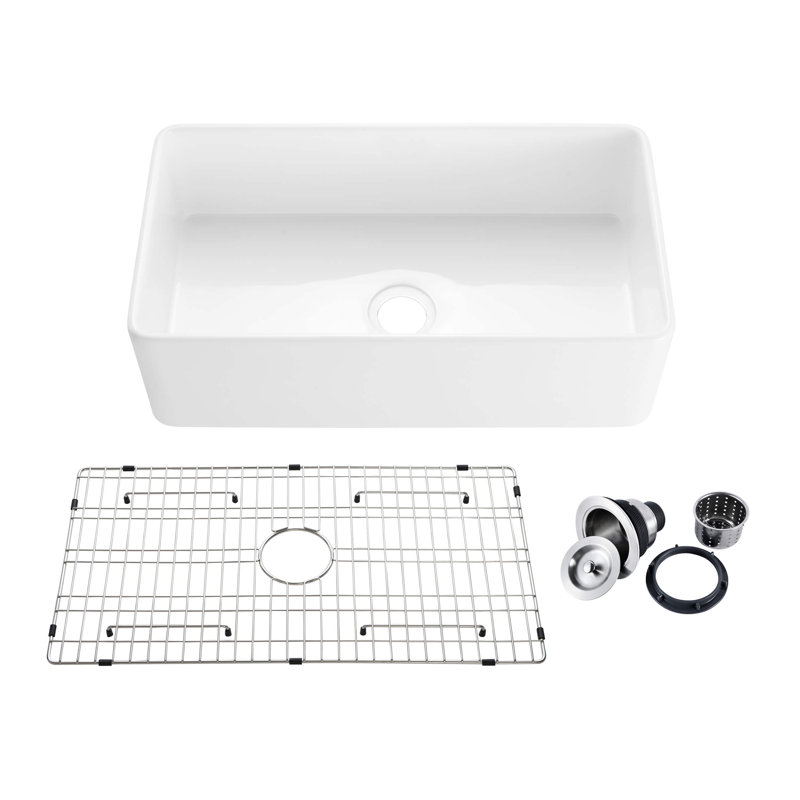 Pure 33" W Single Bowl Fireclay Farmhouse Kitchen Sink