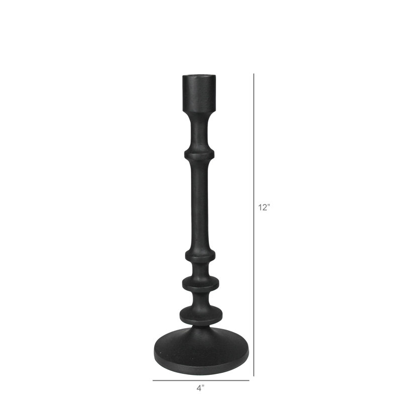 Candlestick, Black, 12" H x 4" W x 4" D