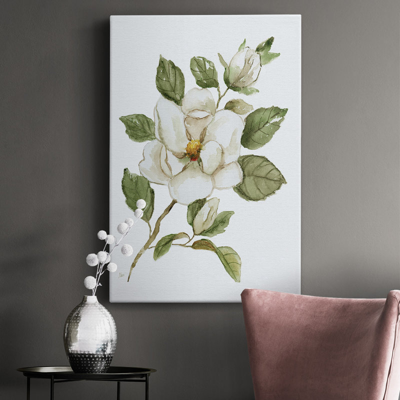 Magnolia Morning I, toile tendue avec châssis de qualité supérieure - prête à être accrochée, H 12 po x l 8 po x P 1,5 po