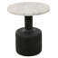 Table de bout ronde à piédestal de 21 po en marbre et en bois massif vieilli blanc et noir