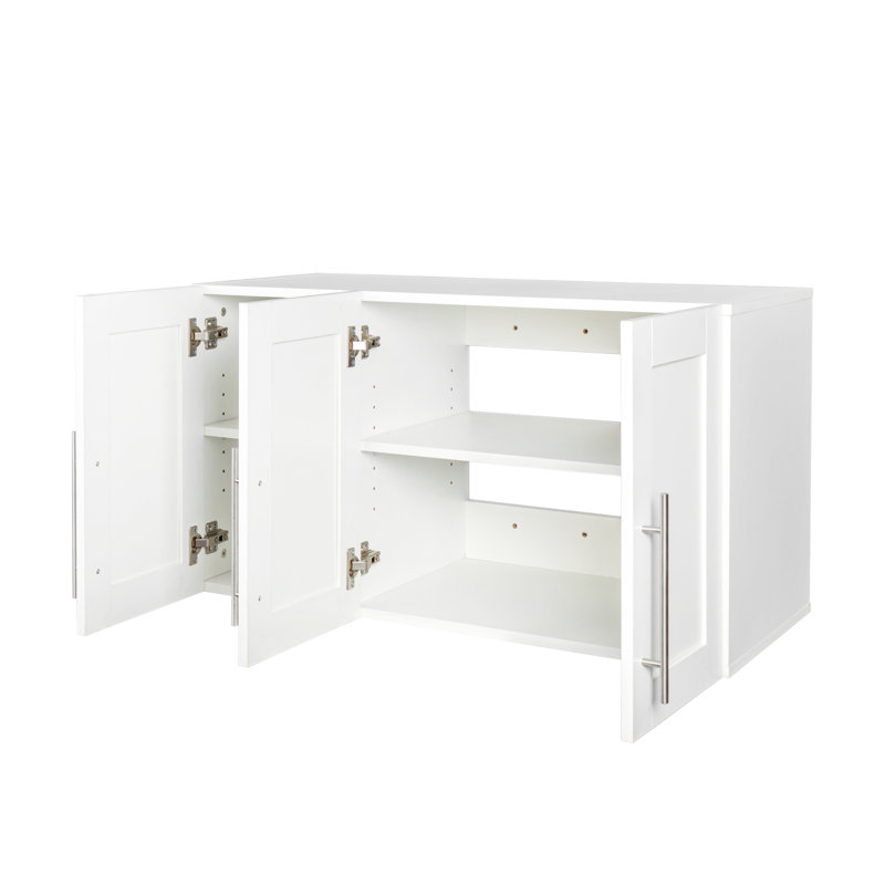 Armoire de rangement murale blanche empilable de l 15,31 po x l 35,39 po x H 19,94 po, idéale pour une utilisation autonome ou dans une armoire de salle de lavage d'une hauteur de 19,94 po, comme meuble télé supplémentaire