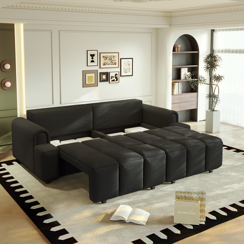 Canapé confortable en tissu 4 places, Noir