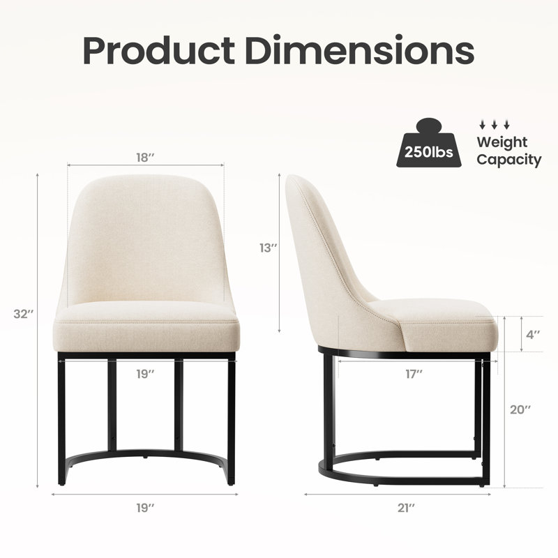 Chaise de salle à manger rembourrée Modern, Beige