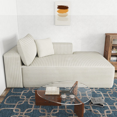 Boneless Cloudy Chaise, No Assembly Required, Modern Upholstered Corduroy Chaise With Deep Seat For Living Room Bedroom