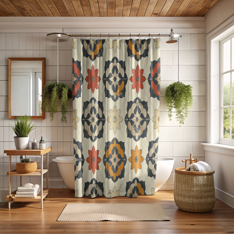 Classic Mosaic - Premium Shower Curtain, 74"H x 71"W