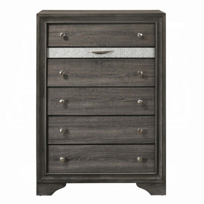 Naima 5 Storage Drawers Chest, Gray Finish