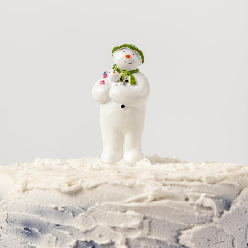 6.5cm Snowman and Snowdog Hand-Painted Resin Cake Topper Figure for Seasonal Celebration Cakes