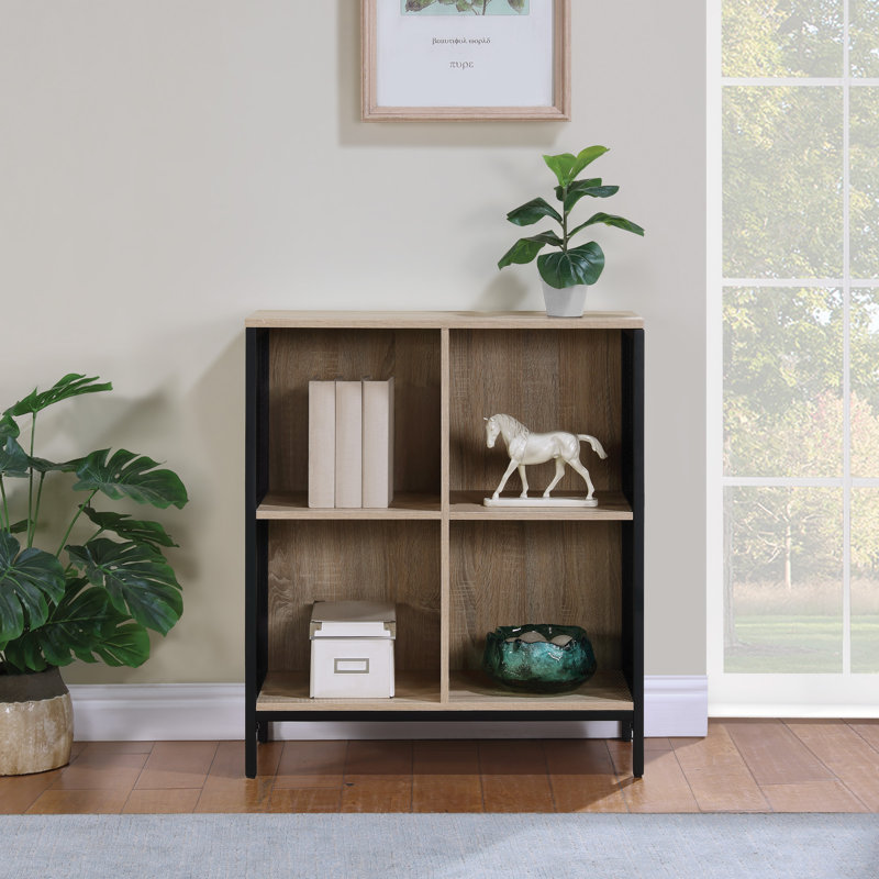 Ace 8 Cube Bookcase/Storage Unit, 34" H x 29.25" W x 13.5" D, Black/River Oak