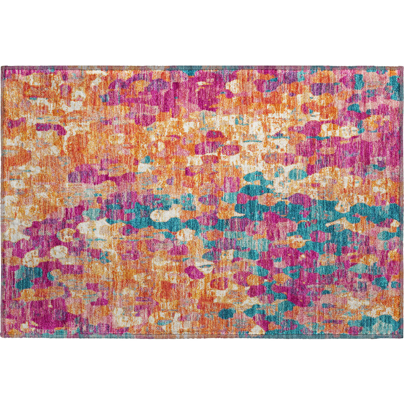 Tapis abstrait lavable à la machine de qualité supérieure Mayfield, 1 pi 8 po x 2 pi 6 po, Rosé