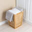 Natural Bamboo Laundry Hamper With Cushioned Lid And Removable Washable Cotton Liner, Stylish Storage Basket For Home