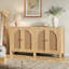 Buffet en rotin à buffet avec 4 portes, console de rangement pour la cuisine de ferme, armoire d'appoint