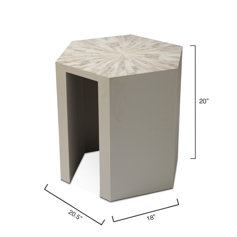 Hexagonal Faux Horn and Wood Side Table
