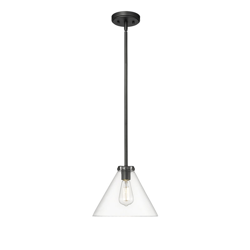 Luminaire suspendu conique à 1 lumière Greaves, Noir mat
