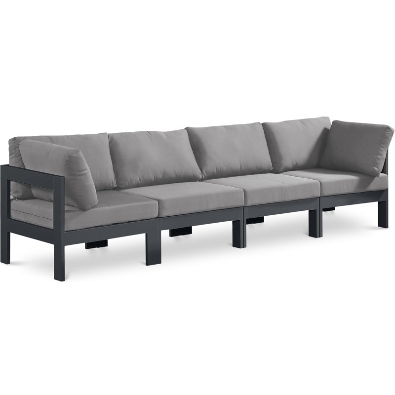 Canapé d'extérieur avec coussins de 120 po de largeur Kylis, Gris, Gris foncé
