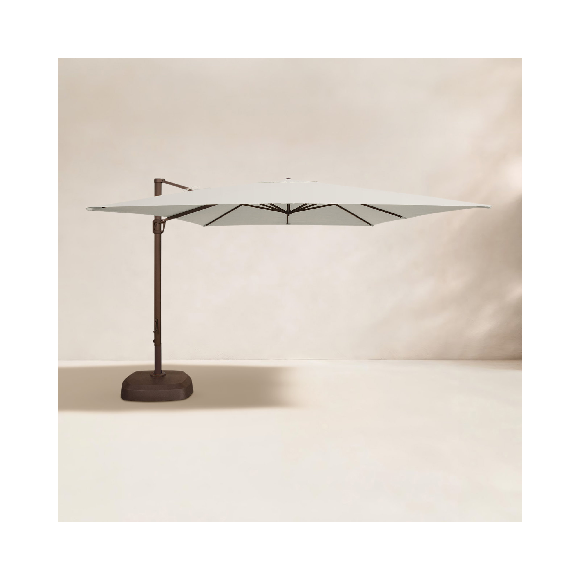 Darel 120'' Cantilever Outdoor Umbrella, Sunbrella / White, Bronze