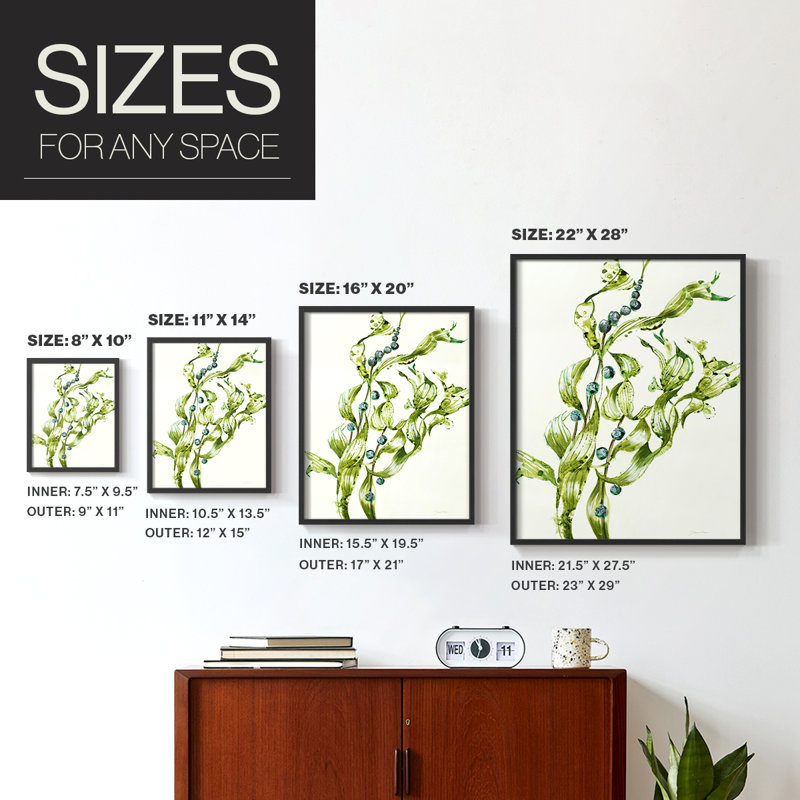 Sea Grapes, reproduction encadrée - bois massif, H 15 po x l 12 po, Noir, noir, noir, noir