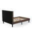 Ensemble de chambre à coucher 2 pièces pour grand lit - 1 lit plateforme avec tête de lit capitonnée en tissu et tissu de lin brun et 1 table de chevet moderne - Table de chevet au fini noir brossé-1100298236-1100298238-1100298239