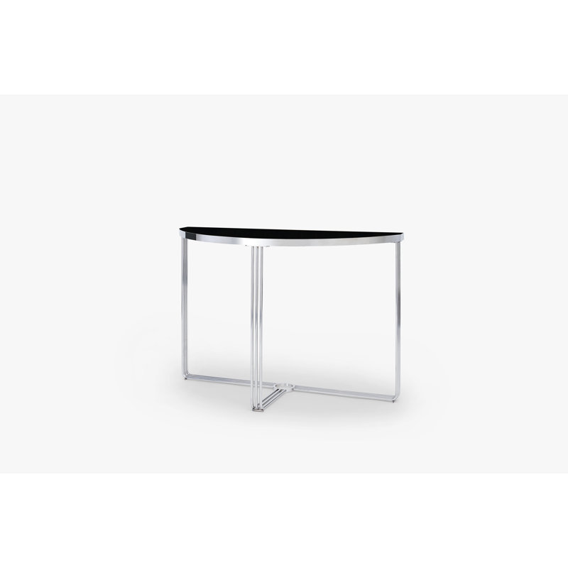 Ariss 109cm Glass Top Console Table, Chrome , Black 