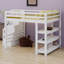 Lit mezzanine avec tablettes, petite armoire