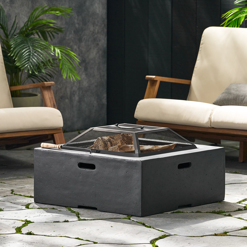 Foyer carré en oxyde de magnésium 29 po - gris foncé, foyer au bois, ambiance extérieure, appareil de chauffage de 28,7 po x 17,1 po, 53,78 lb, profondeur et largeur, hauteur, poids