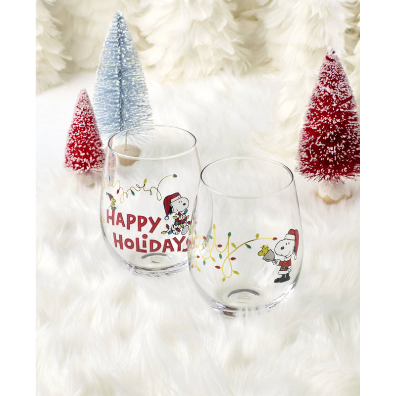 Snoopy Christmas Glass Tumblers, Set of 4