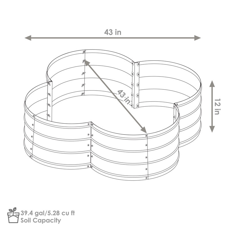 Silver Galvanized Steel 4-Leaf Clover Raised Garden Bed