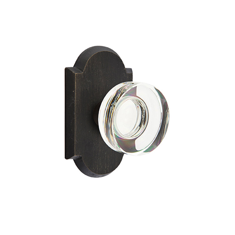 Privacy Modern Disc Crystal Knob with # 1 Rose, Medium Bronze
