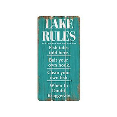 Décoration murale enseigne en bois lake rules