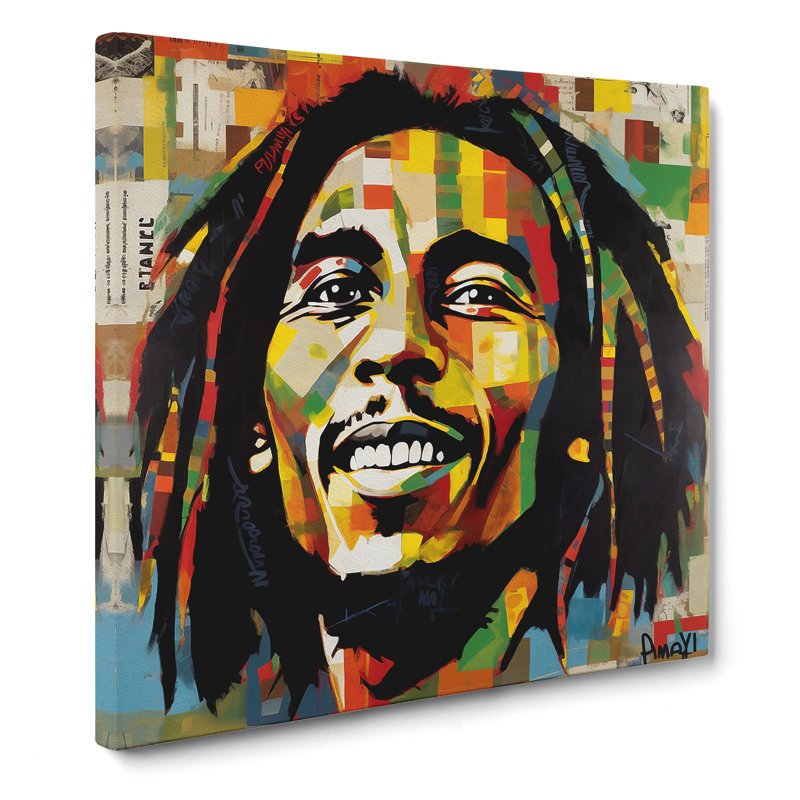 Bob Marley Constructivism - Wrapped Canvas - Framed Print, 35cm H x 35cm W x 3cm D
