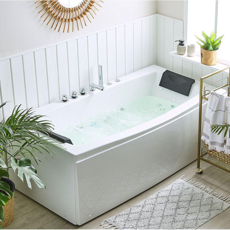 Bithlo 1730mm x 810mm Corner Whirlpool Acrylic Bathtub with Faucet