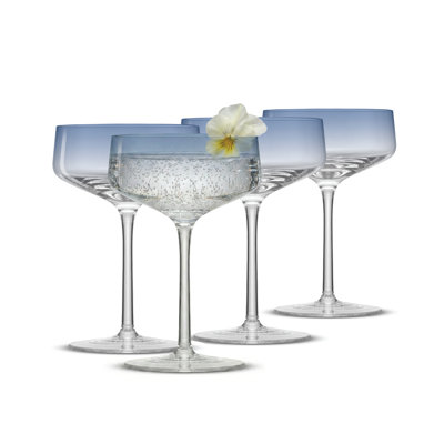 Sidney Coupe Glasses - 8 oz - Set of 4 - Blue Ombre