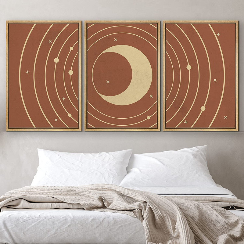 3 pièces, cadre flottant, impression sur toile, H 24 po x l 48 po x P 1,5 po, Naturel