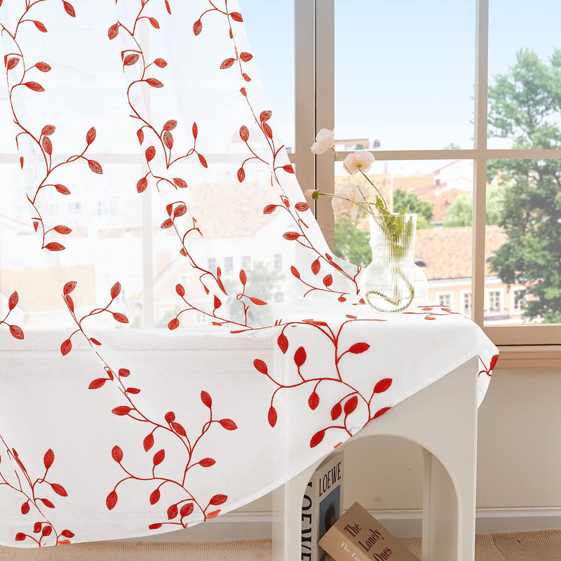 Janda Sheer Curtain Pair, 52" W x 108" L, Orange