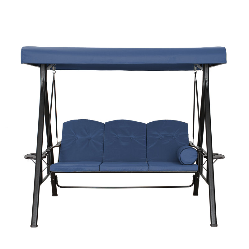 Balancelle 3 personnes avec auvent réglable, Bleu marine