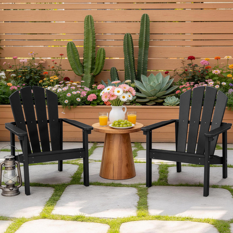 Abdinour Outdoor Adirondack Set, Black