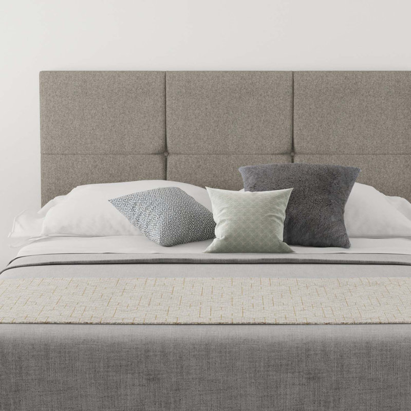 Kellen Upholstered Headboard, Tweed Grey, Small Double (4')