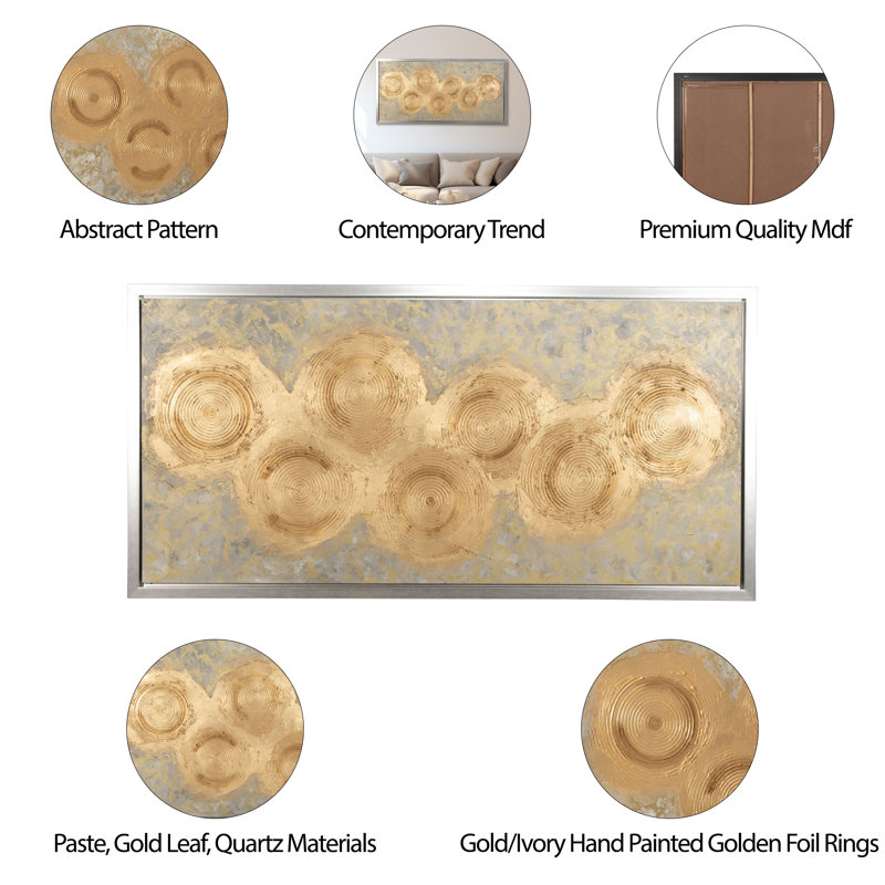 Golden Foil Rings Framed On Canvas Painting