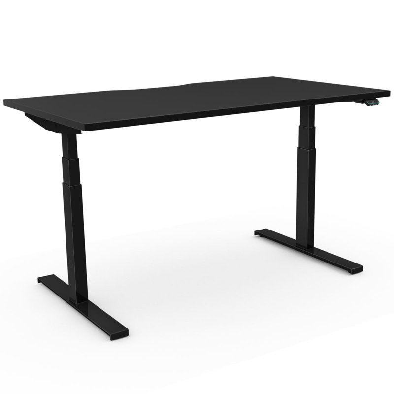 Arnesia Adjustable Metal Base Standing Desk, Black, 123cm H x 140cm W x 80cm D, Black